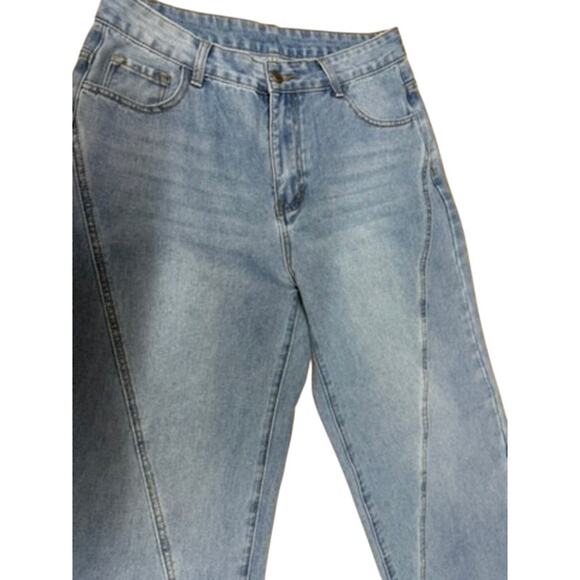 NWT!! "COMMENSE" WOMEN'S JEANS WIDE LEG BAGGY LIGHT COLOR SZ L TWEEN GRUNGE - Picture 2 of 10